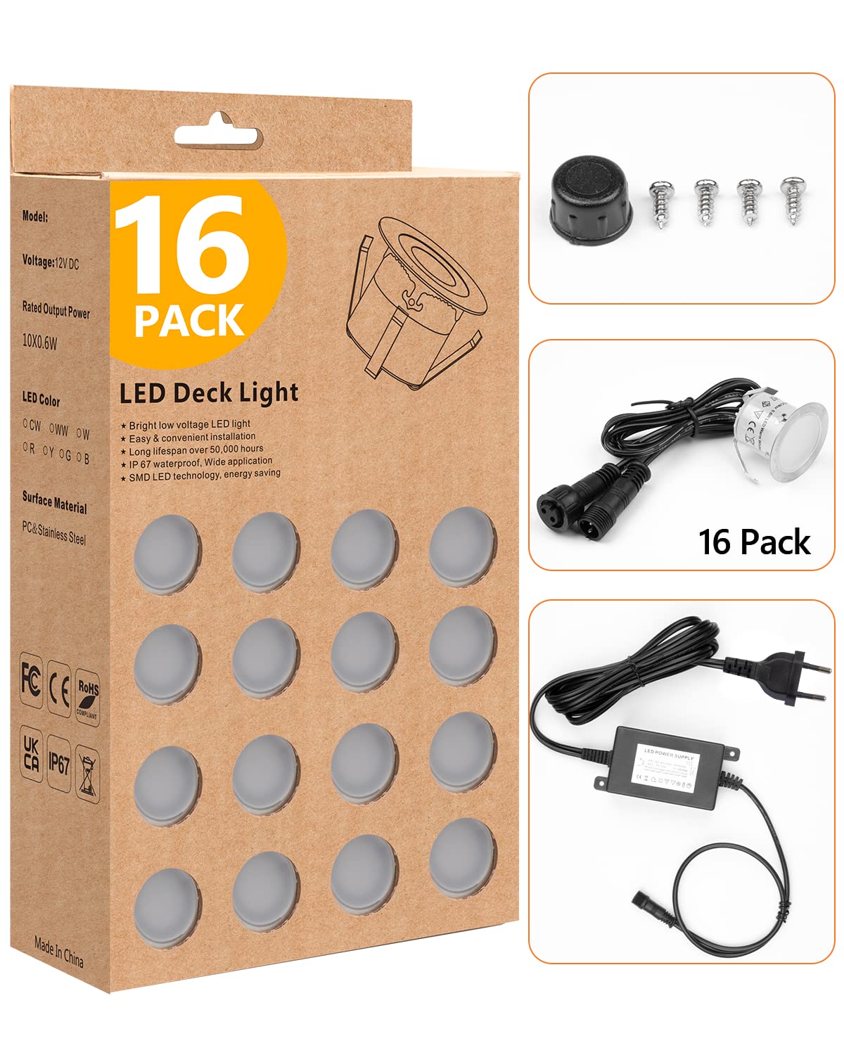 HIBOITEC 10 Pezzi Faretti da Incasso per Esterno, Segnapasso Led Incasso Impermeabile IP67, Faretti LED incorporato per Terrazze Giardino Scale Pavimento (Bianco Caldo)