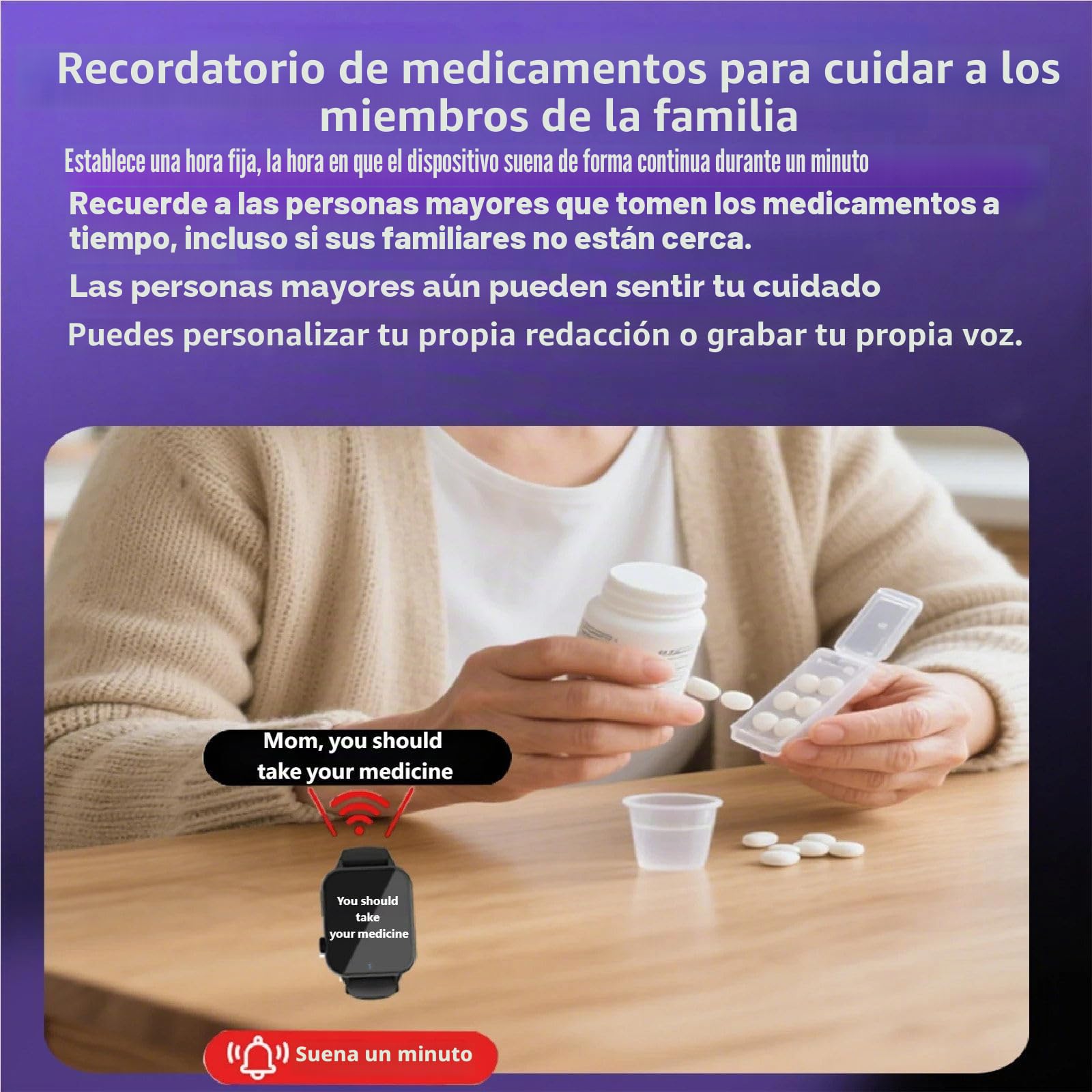 Reloj Localizador GPS Personas Mayores para Personas Mayores con Reloj Inteligente con detección de caídas, localización, vibración y Sonido, recordatorio Dual Black