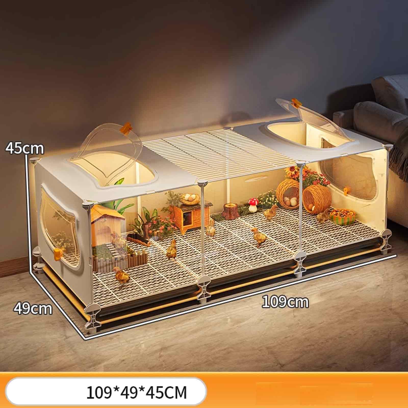 Jaulas para Animales Pequeños, Jaula de Pollo de Rutina, Jaula Huron, Visualización Transparente, Almohadillas Cifradas para Los Pies, Diseño de Bandeja, 8 Juegos