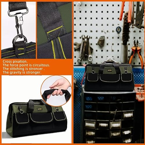 Miniatura 7 de FASTECH Bolsa de herramientas de boca ancha de 22 pulgadas con base moldeada a prueba de agua, bolsa de herramientas de boca ancha, bolsa