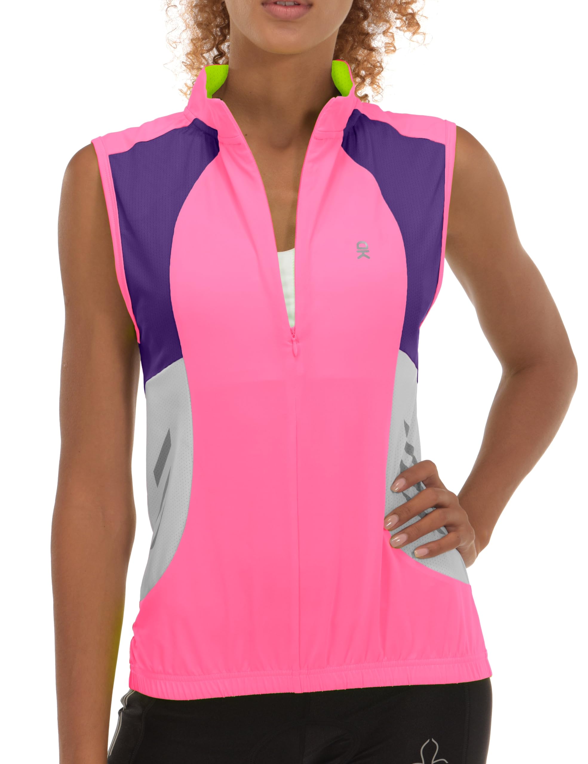 Little Donkey Andy Women's Half Zip Breathable Cycling Vests Reflective Sleeveless Jerseys Shirts Golf 4 Rear Pockets