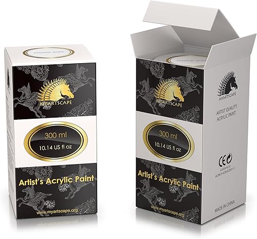 Miniatura 8 de MyArtscape Pintura acrílica blanca titanio, botella de 10 onzas, calidad artística, resistente a la luz, cuerpo pesado, color vibrante, gran