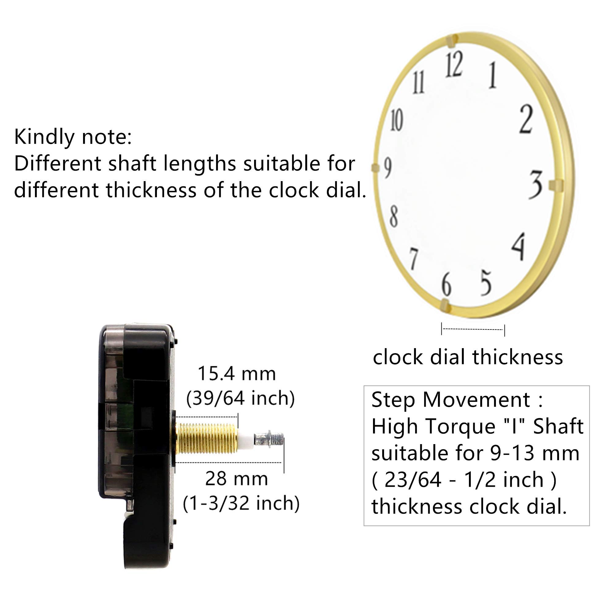 YOUNGTOWN 12888 Uhrwerk mit hohem Drehmoment, langer Schaft, mit 30,5 cm langen Spatenzeigern (1 Set)