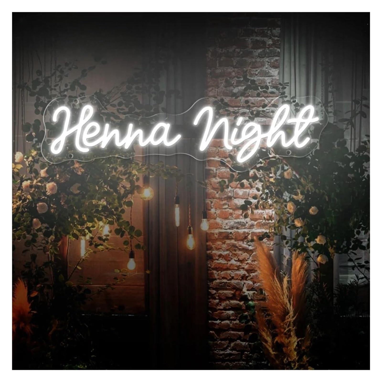 Insegna al Neon LED Henna Night Insegna Al Neon Alimentata Tramite USB Da Parete Per La Decorazione Dimmerabile Camera Letto Del Salone Festa Nuziale 13.5cm×50cm