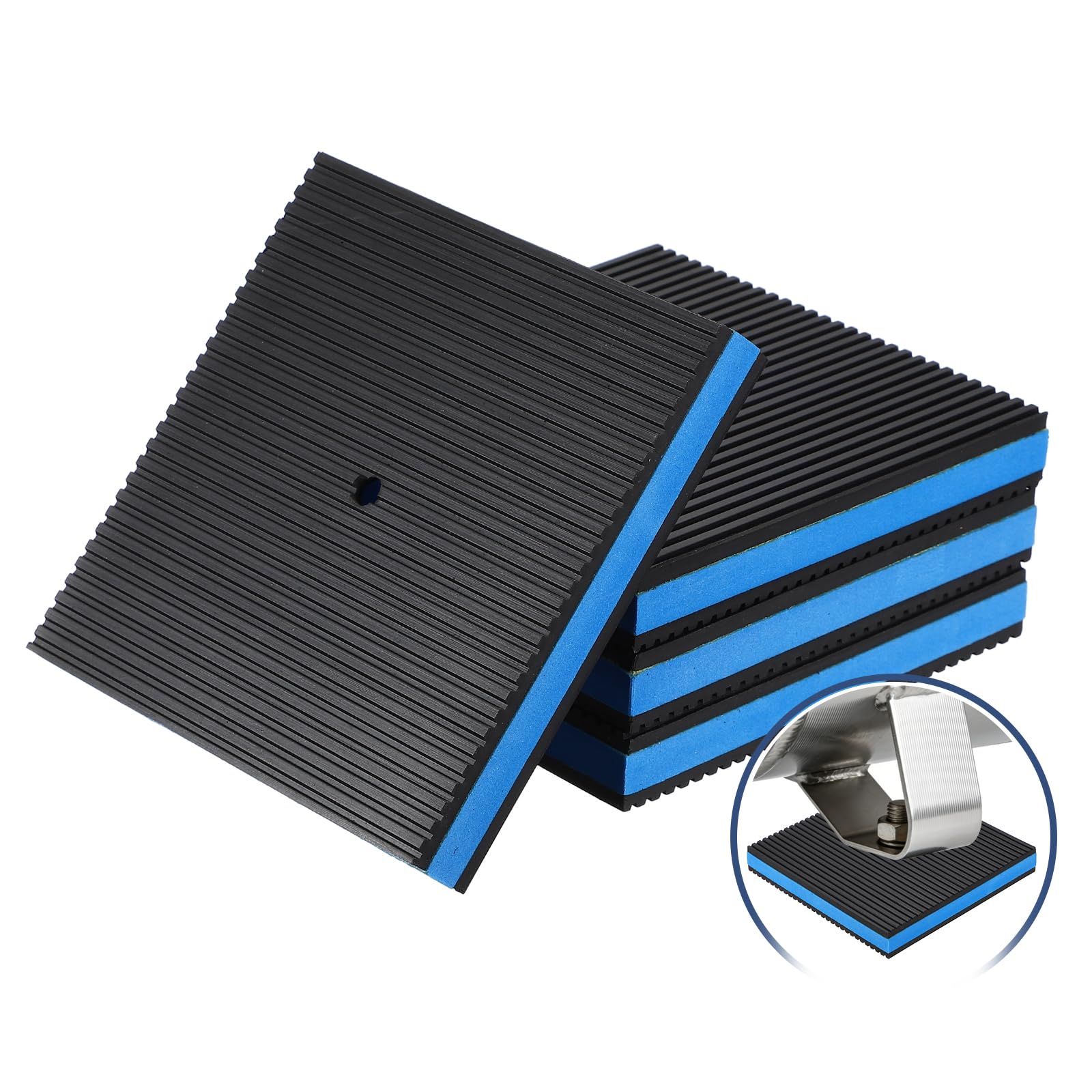 sourcing map 4Pcs Rubber Anti-Vibration Pads 6" x 6" x 7/8" Heavy Duty EVA Vibration Isolation Pads Mats with Pre-Drill Hole for HVAC Washers Compressors Treadmills Air Conditioner โ image 1