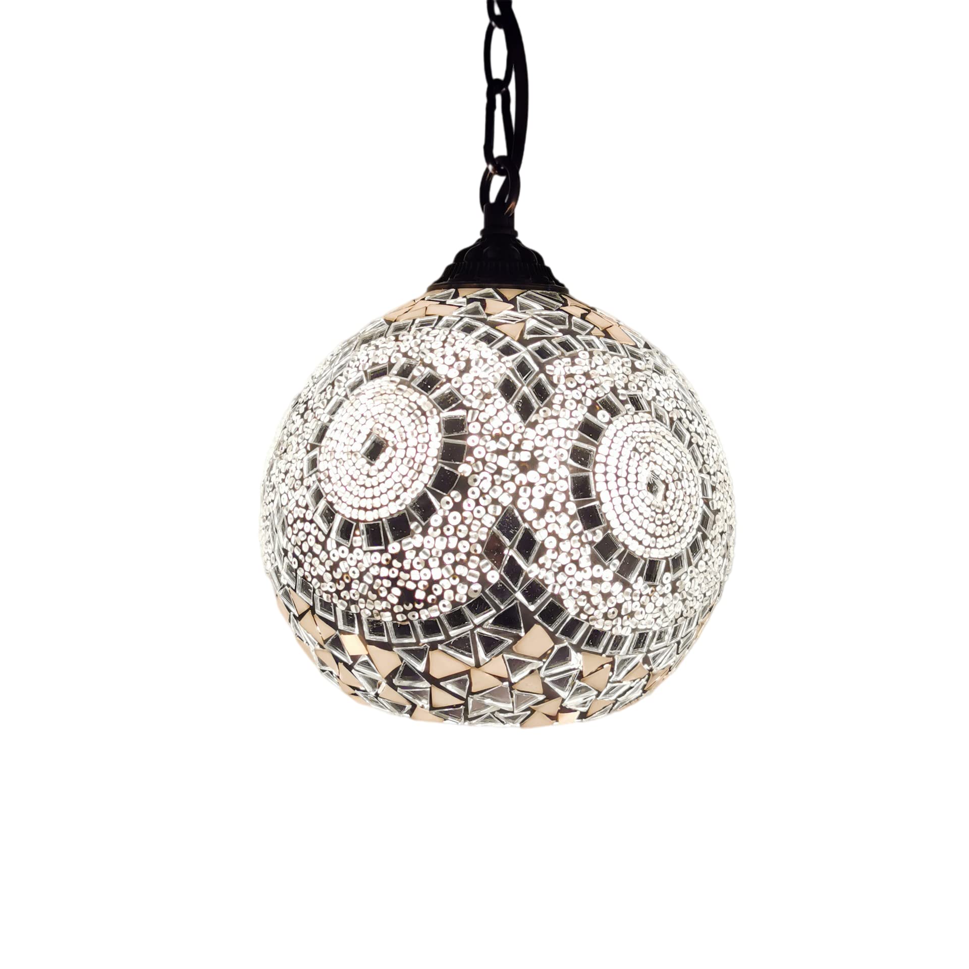 HPTHLY Turkish Moroccan Mosaic Plug In Swag Pendant Lamp Light Fixture Plugged Tiffany Chandelier For Hallway Aisle Porch Stairway Closet,8 Comfortable Anniversary (21-A)
