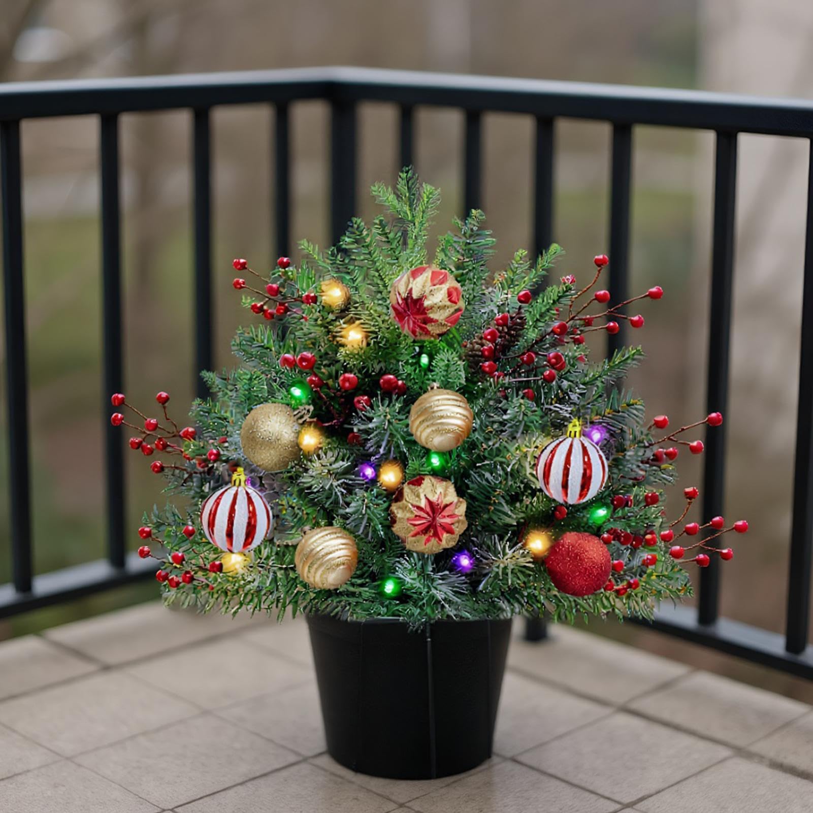 Maceta Navideña Para Exteriores | Maceta Artificial Para Árbol De Navidad Con Trípode | Decoración Paraa Apartamentos, Oficinas, Cementerios Y Dormitorios Escolares