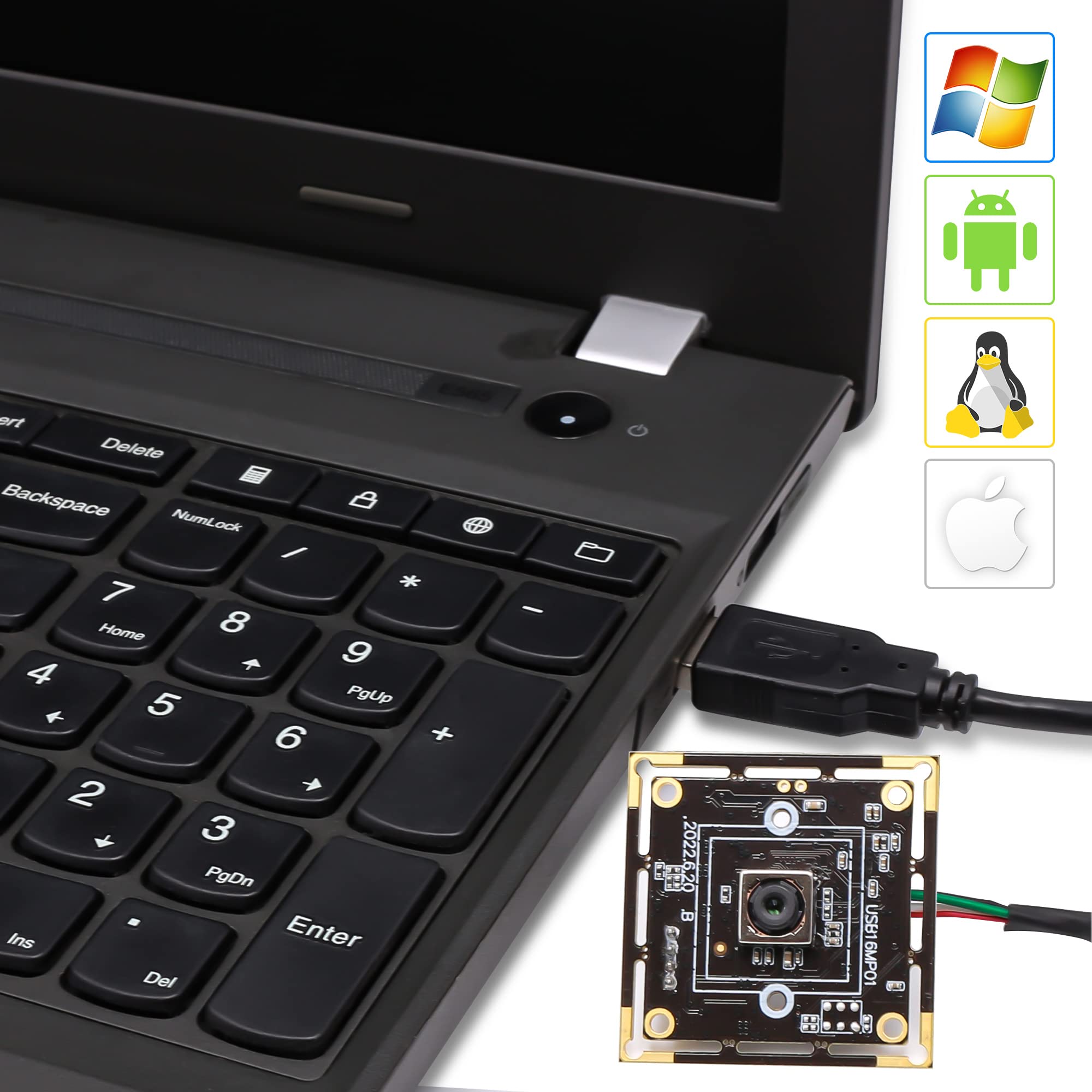 Svpro 16MP Modulo fotocamera USB autofocus per computer, fotocamera CMOS USB IMX298 per videocamera OpenCV LightBurn UVC, scheda webcam industriale per stampante 3D, Raspberry Pi, con cavo da 1m