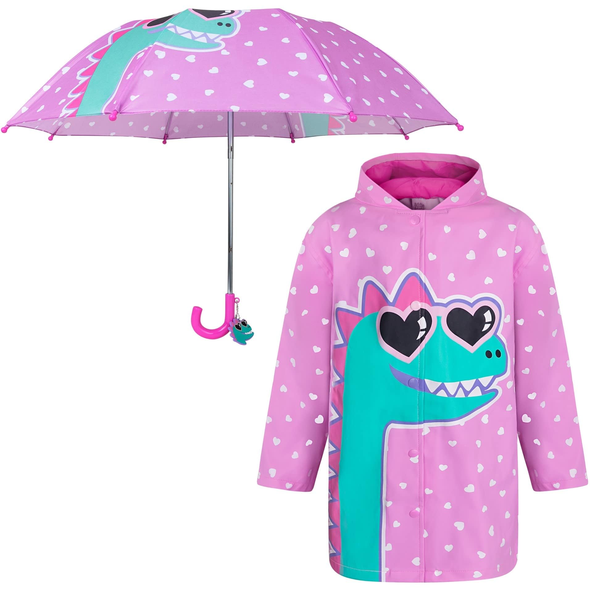 addie &amp; tate Kids Umbrella for Girls and Boys &amp; Rain Coats Set -Toddler Umbrellas Kids Raincoat Boys Girls Jacket