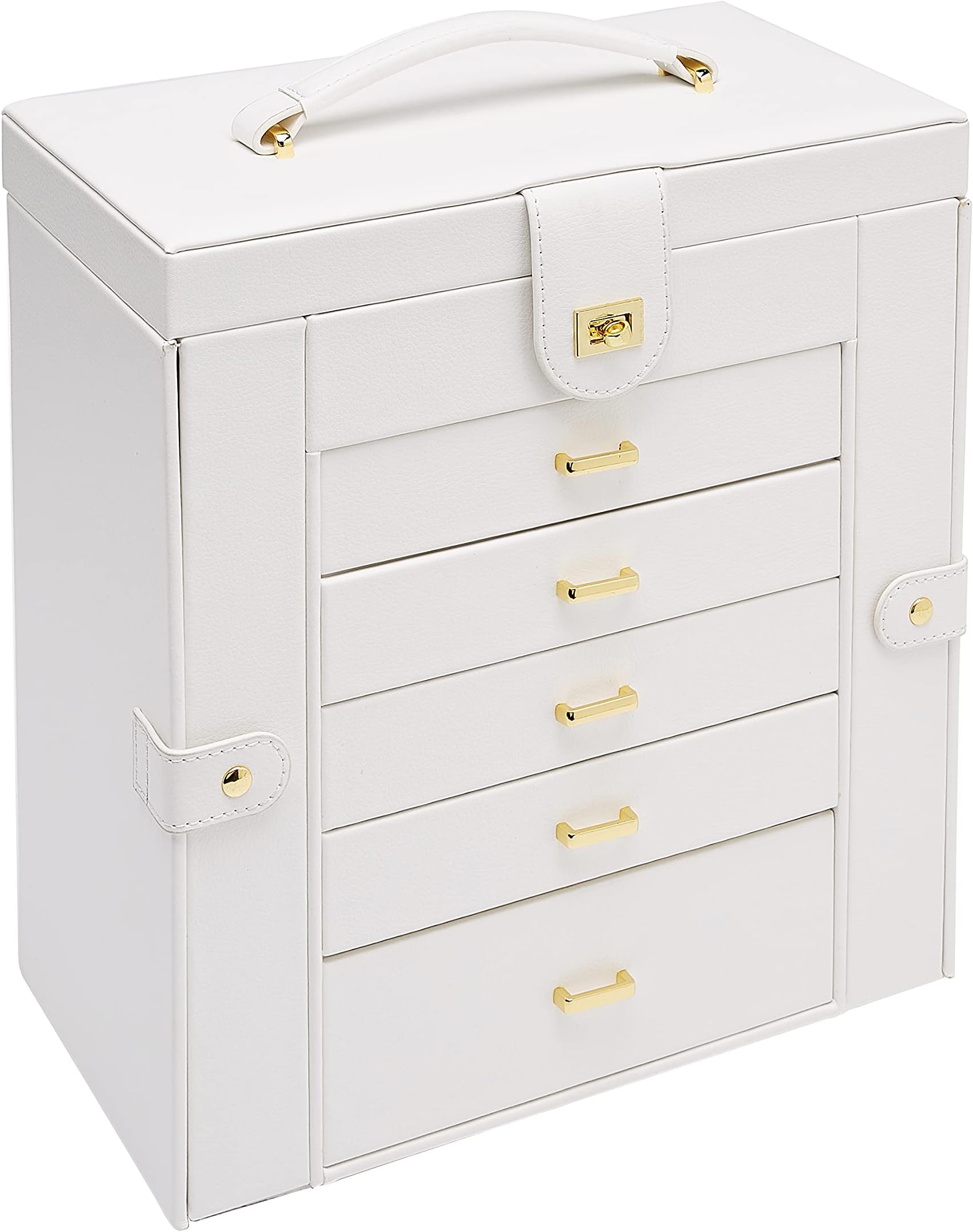 Amazon Basics Großes Schmuckkästchen mit 6 Etagen, Leder und Fächern an