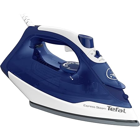 Amazon.de: Tefal FV2838 Express Steam Dampfbügeleisen | 2400 Watt |  Dampfstoß: 180 g/Min. | 270 ml Fassungsvermögen | schnelles Aufheizen und  effizientes Bügeln | Keramik-Bügelsohle | Tropfstopp | Blau