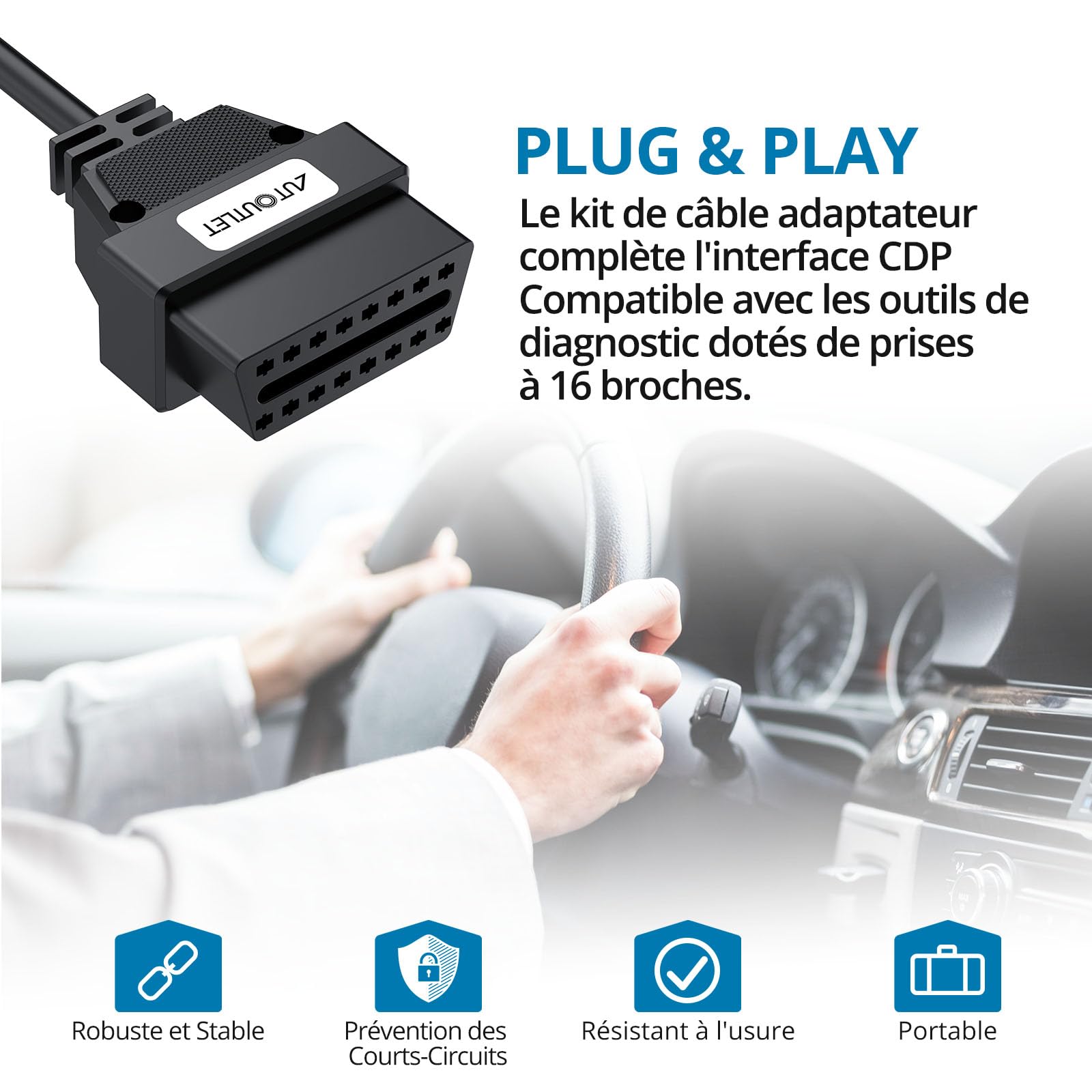 AUTOUTLET Un Ensemble de 8 Adaptateurs Kit de Câble d'Adaptateur de Diagnostic pour Appareil de Diagnostic Universel Auto OBD2 OBD1 Câble d'Adaptateur de Diagnostic pour AutoCom Delphi CDP DS150Er
