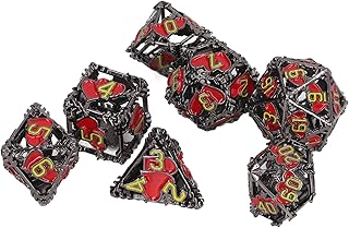 7pcs Hollow Polyhedral Dice, Metal Polyhedral Dice Heart Shaped Pattern Polyhedral Dice Game Polyhedral Dice Adult Party Polyhedral Dice Set for Role Playing Game
