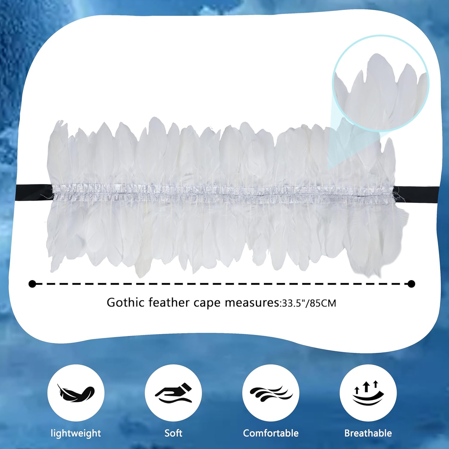 Women Feather Shawl Gothic Collar Cape Halloween Angel Demon Cosplay Party Costume - Image 3