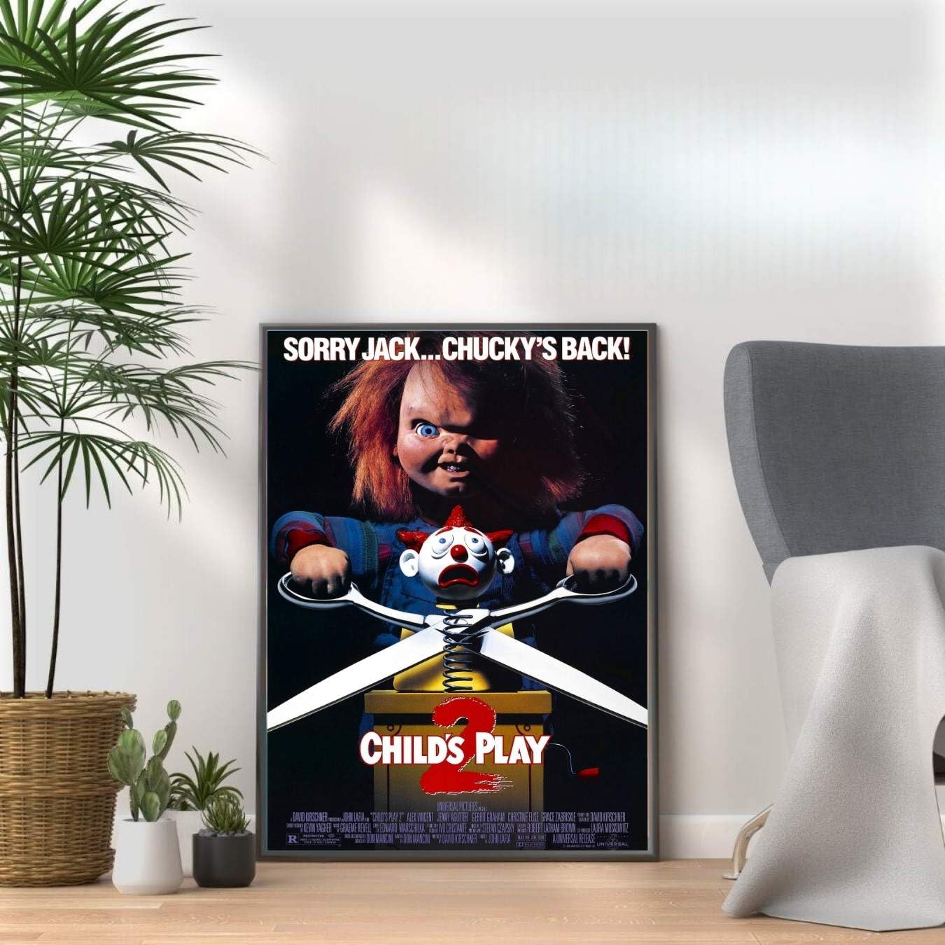 Horror Movie Poster Prints, Scary Film Wall Art, Halloween Decor, Horror Room & Home Cinema Wall Decor (CHILD'S PLAY 2, A3 Black Framed)