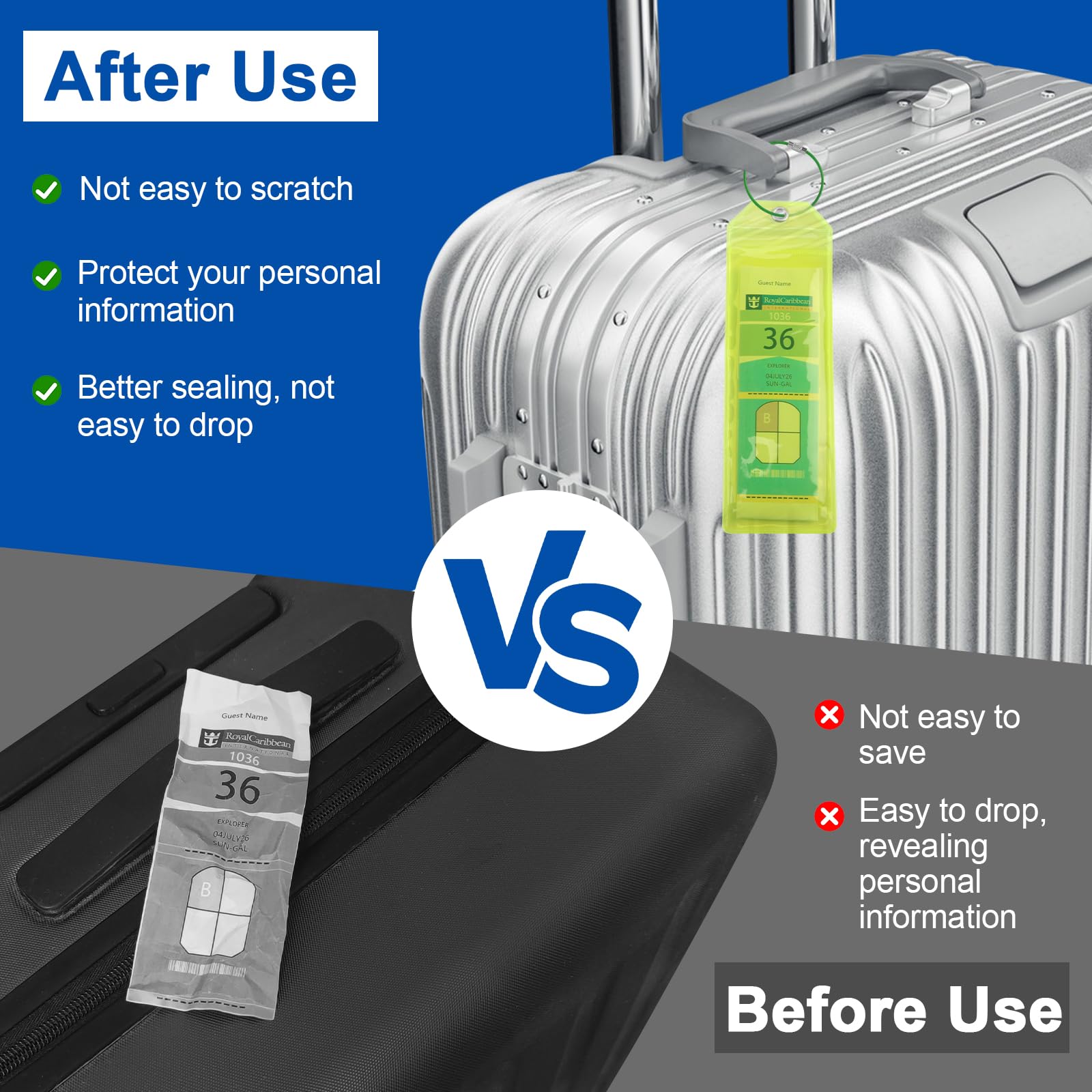 Generic 10 stuks bagagelabels, cruisebagagelabel met lus brede bagagelabelhouder Cruise Essentials Zip Seal Tag herbruikbare waterdichte cruisedocumenthouder carnavalsbenodigdheden voor 2023-2024 S