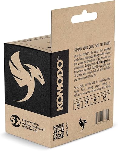 Miniatura 5 de KOMODO BioBall K-40 Pickleball  Pickleballs biodegradables para pista dura  4 unidades  Aprobado por USAPA