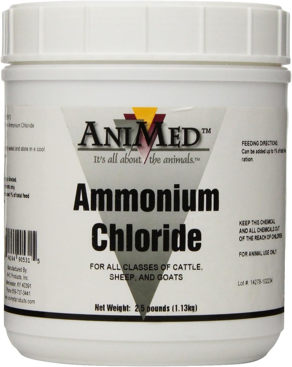 (One Size) - Powder 99.9-Percent Ammonium Chloride for Horses Dogs Cats Cows Sheep and Goats, 1.1kg