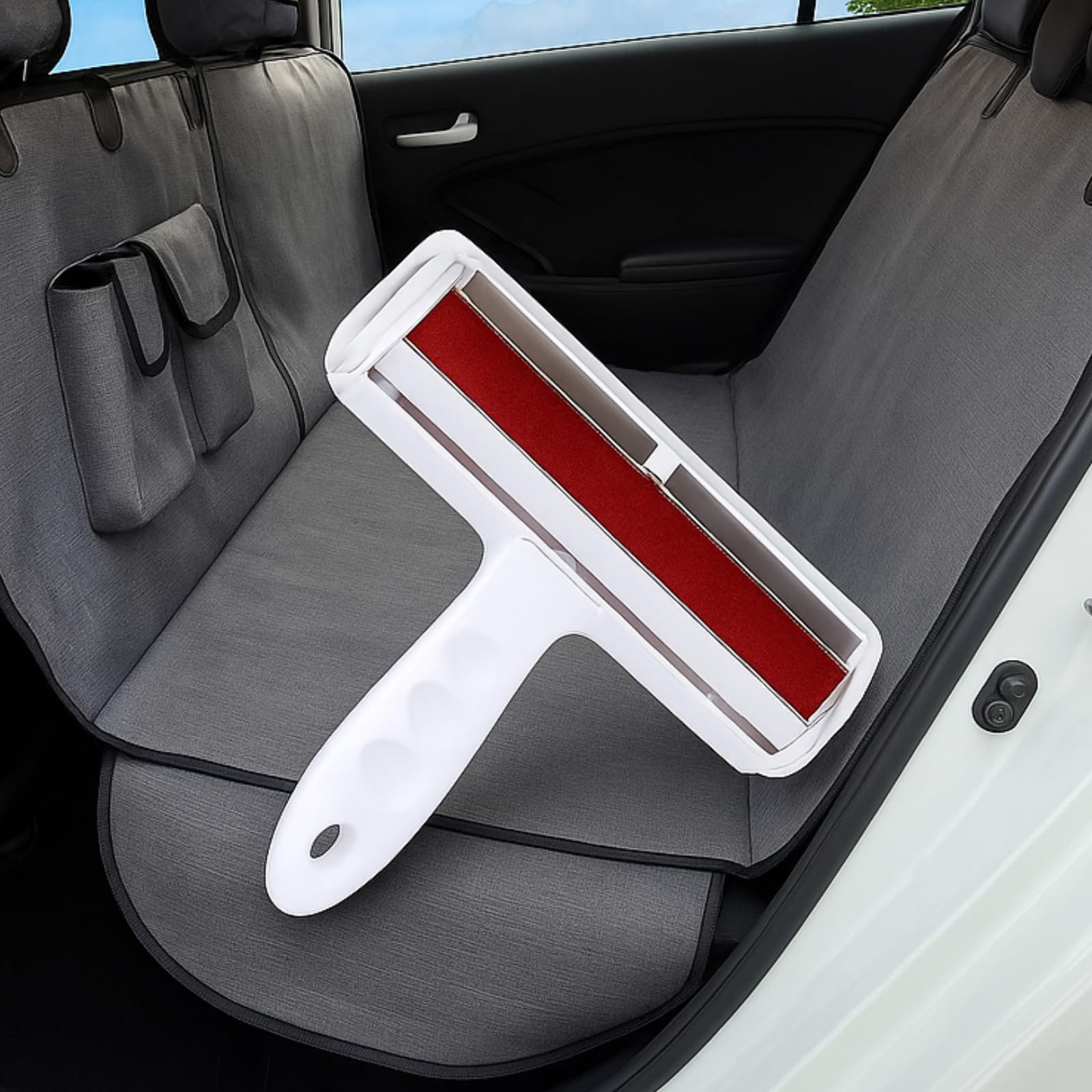 AMOFY Dog Car Back Seat Cover Waterproof Scratch-Proof Non-Slip Dog Hammock, Machine Washable Pet Seat Protector for Cars Trucks SUVs, Gray (Free 1 Remover)