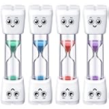 Weewooday 4 Pieces Toothbrush Timer 2 Minute Sand Timer Smile Pattern Tooth Brushing for Proper Tooth Brushing Oral Hygiene(Purple, Green,Pink, Blue)