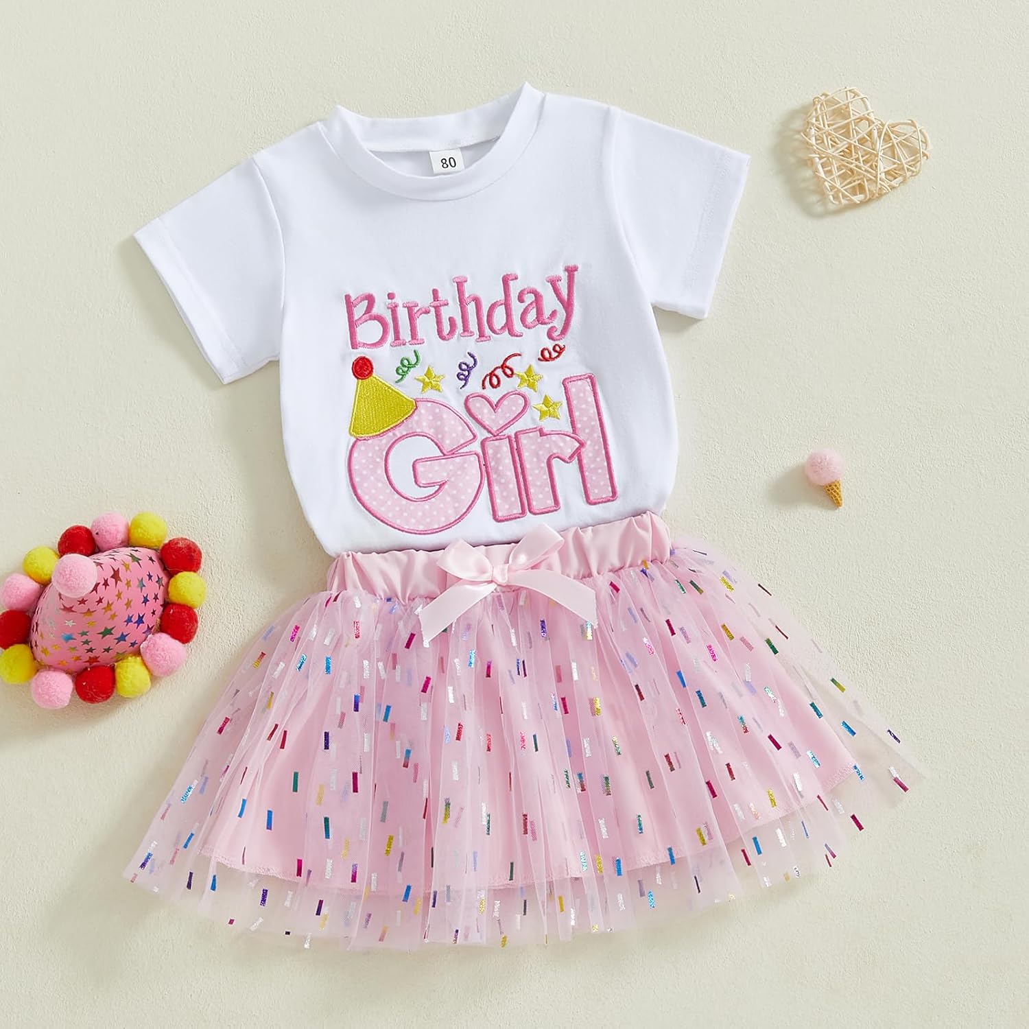 Kayotuas Toddler Baby Girl Birthday Outfit Birthday Girl T Shirt Tutu Tulle Skirts Kids Girls Cake Smash Dress Summer Clothes - Image 3