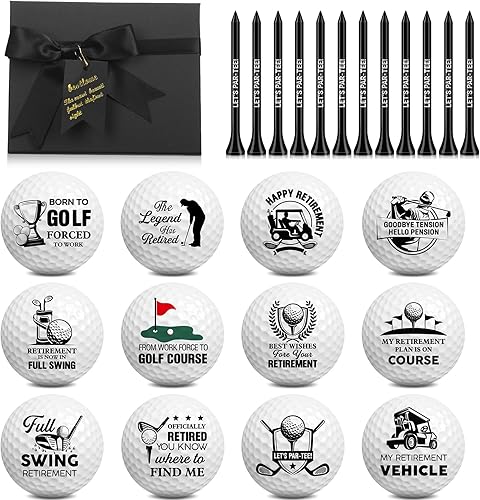 Pelotas de golf de jubilación con camisetas y caja de regalo, regalos divertidos de jubilación para papá, compañeros de trabajo, golfistas y esposo