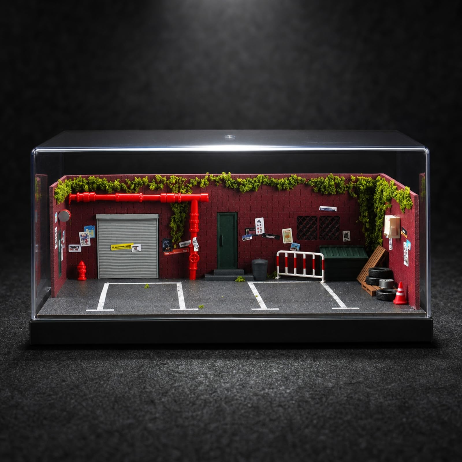kowaku Modello 1:64 di Magazzino Storico Compatto Parcheggio 1:64 Resistente Espositore con Copertura in Acrilico per Collezionisti, Scrivania