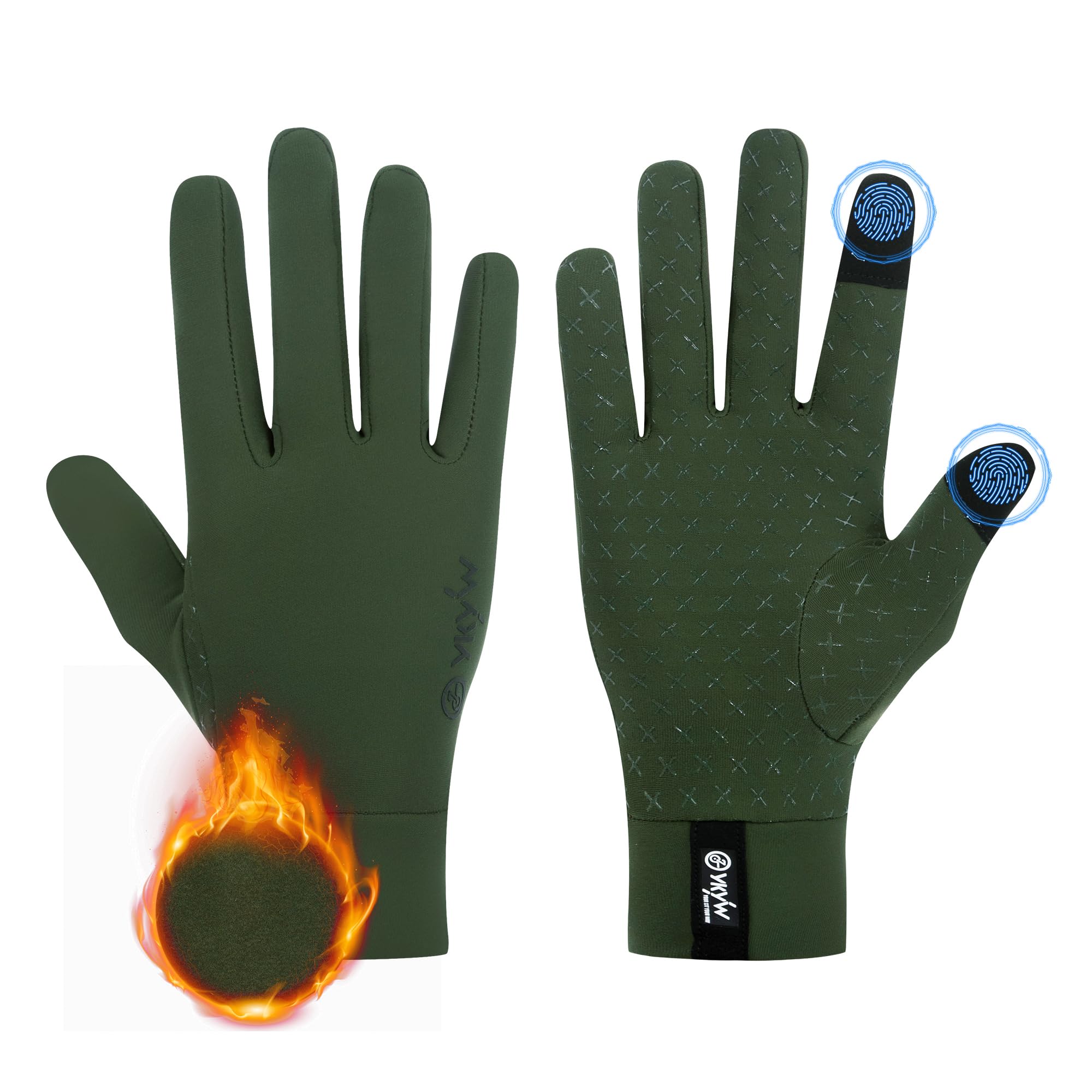 YKYWBIKE Winter-Fahrradhandschuhe für Herren und Damen, Touchscreen, gepolstert, wasserabweisend, winddicht, warm, rutschfest, für Laufen, Radfahren, Workout