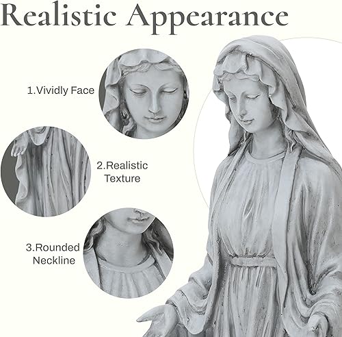 Miniatura 20 de LuxenHome - Estatua de Virgen María para exteriores, estatua religiosa de jardín de 30 pulgadas, estatua de la bendita madre al aire libre, estatuas