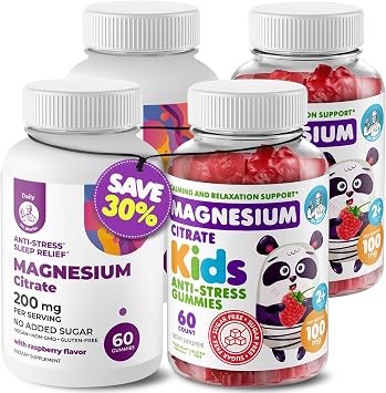 Kids Magnesium Gummies Sugar-Free 120 Count and Magnesium Gummies Sugar-Free 120 Count - Calm Magnesium Gummies Supplement for Children, Sugar-Free Magnesium Calm Chews for Kids & Adults