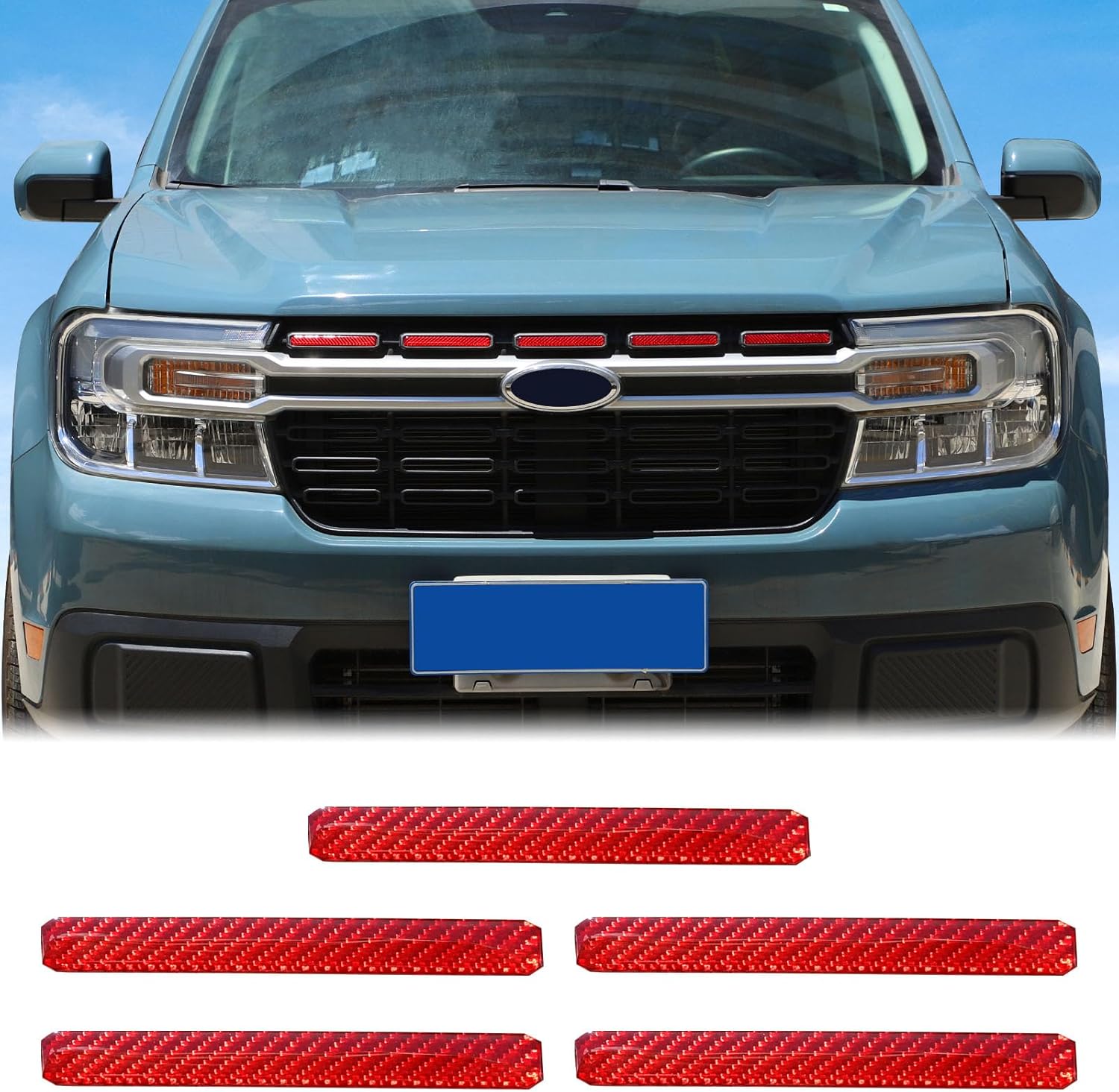 Aunginsy Front Bumper Grille Cover Compatible with Ford Maverick 2022-2024 LARIAT Front Grille Mesh Inserts Trim Cover Front Grill Mesh Clip-in Grille Guard Car Air Inlet Vent Grille Cover Accessories