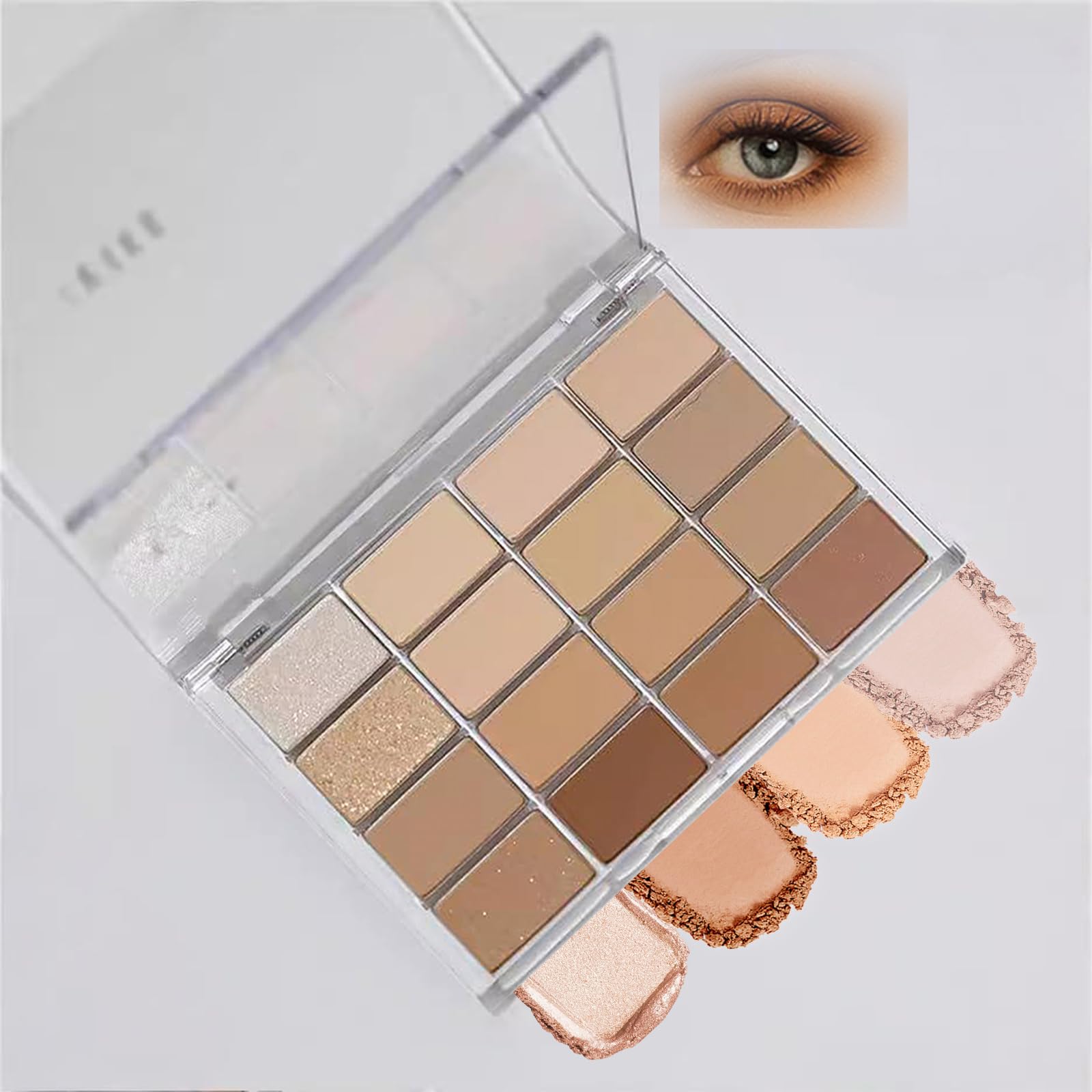 16-Color Dark Brown Eyeshadow Palette for Women, Long-Lasting Waterproof Matte & Shimmer Eye Shadow