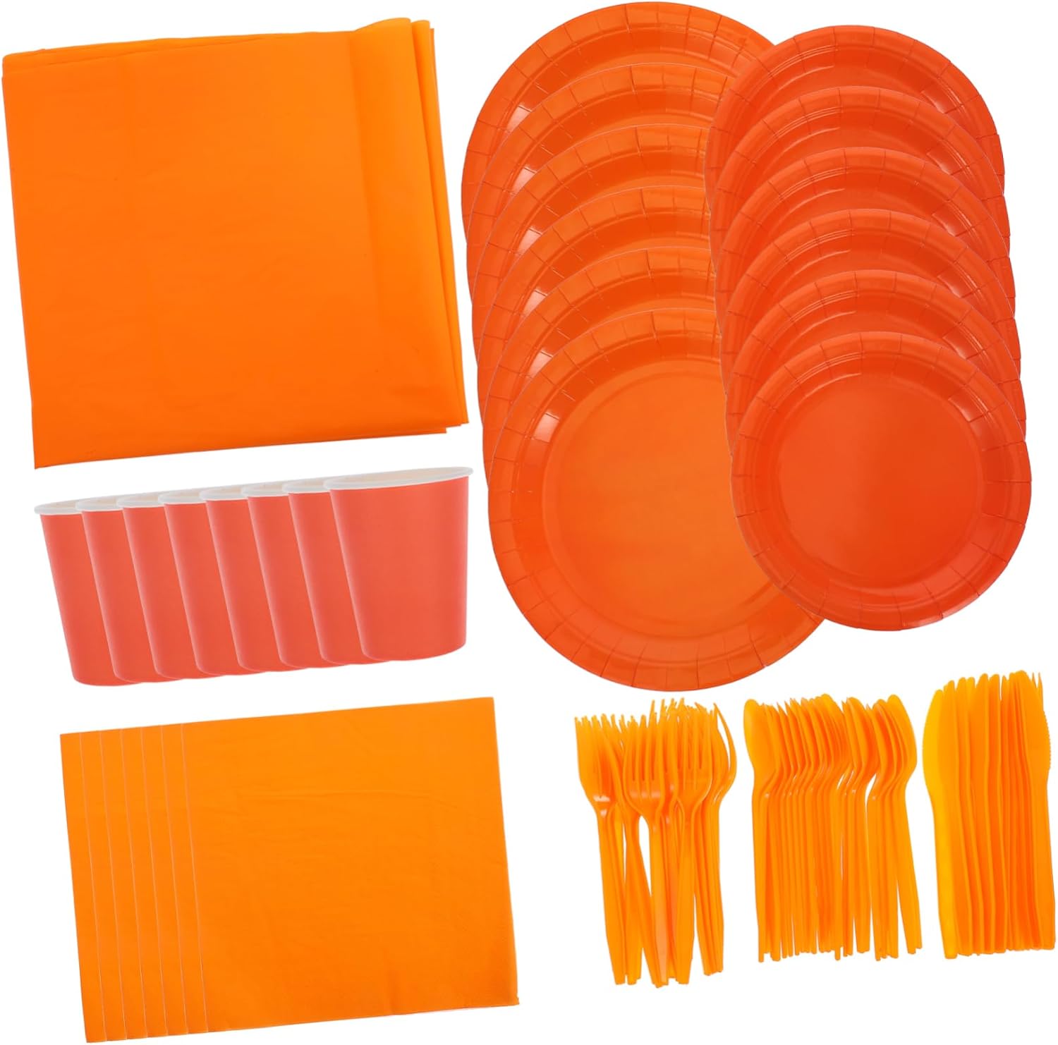 Single Use Orange Sequin Tablecloth Party Cups and Napkins for Gatherings