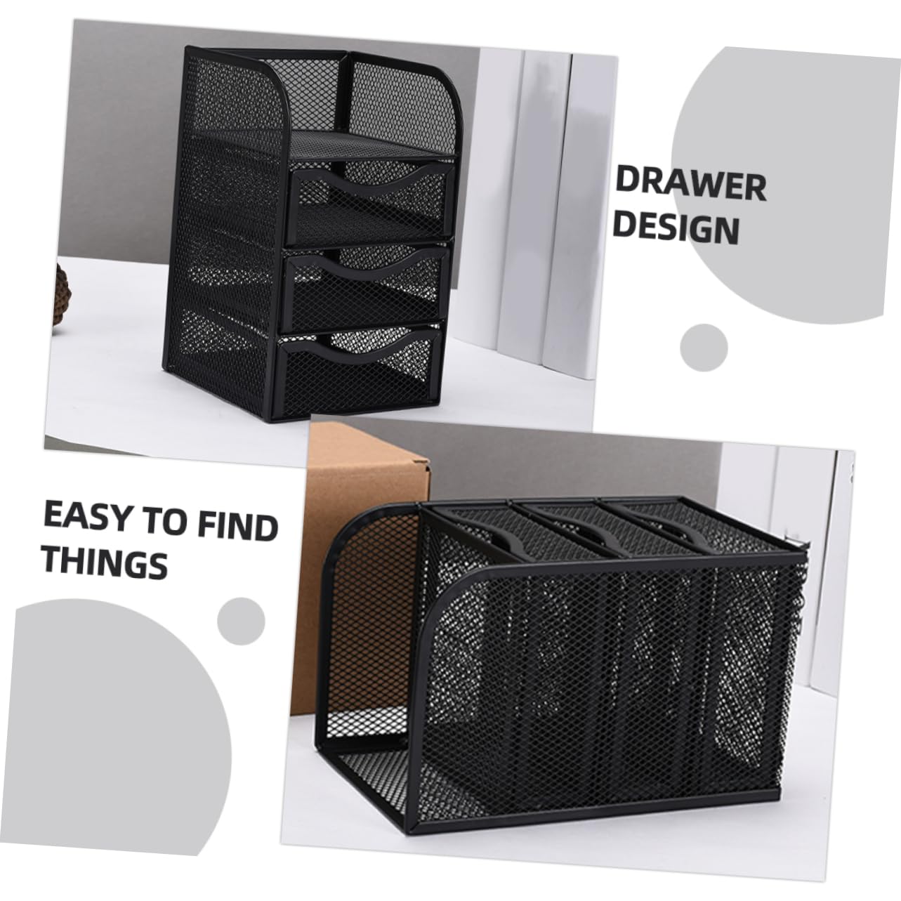 NUOBESTY Organizador De Escritorio Multiusos De Tres Contenedor Para Archivos y Material De Oficina Para Clasificar Documentos Papelería y Cosméticos Diseño Práctico