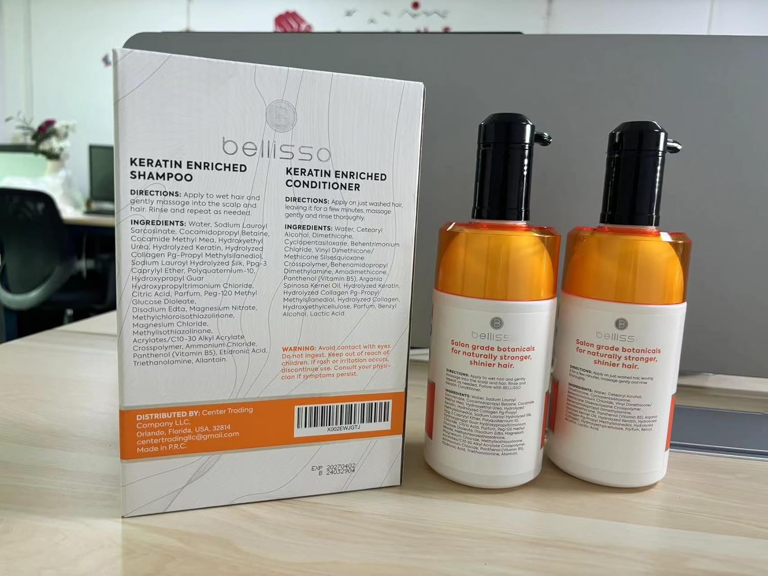 BELLISSO Keratin Shampoo and Conditioner Set and Keratin Conditioner