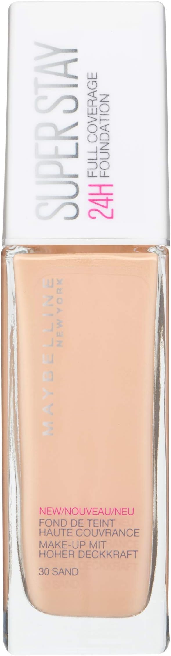 Maybelline New York Foundation, Superstay 24 Hour Longlasting Foundation, Lightweight Feel, Water and Transfer Resistant, 30 ml, Shade: 30, Sand