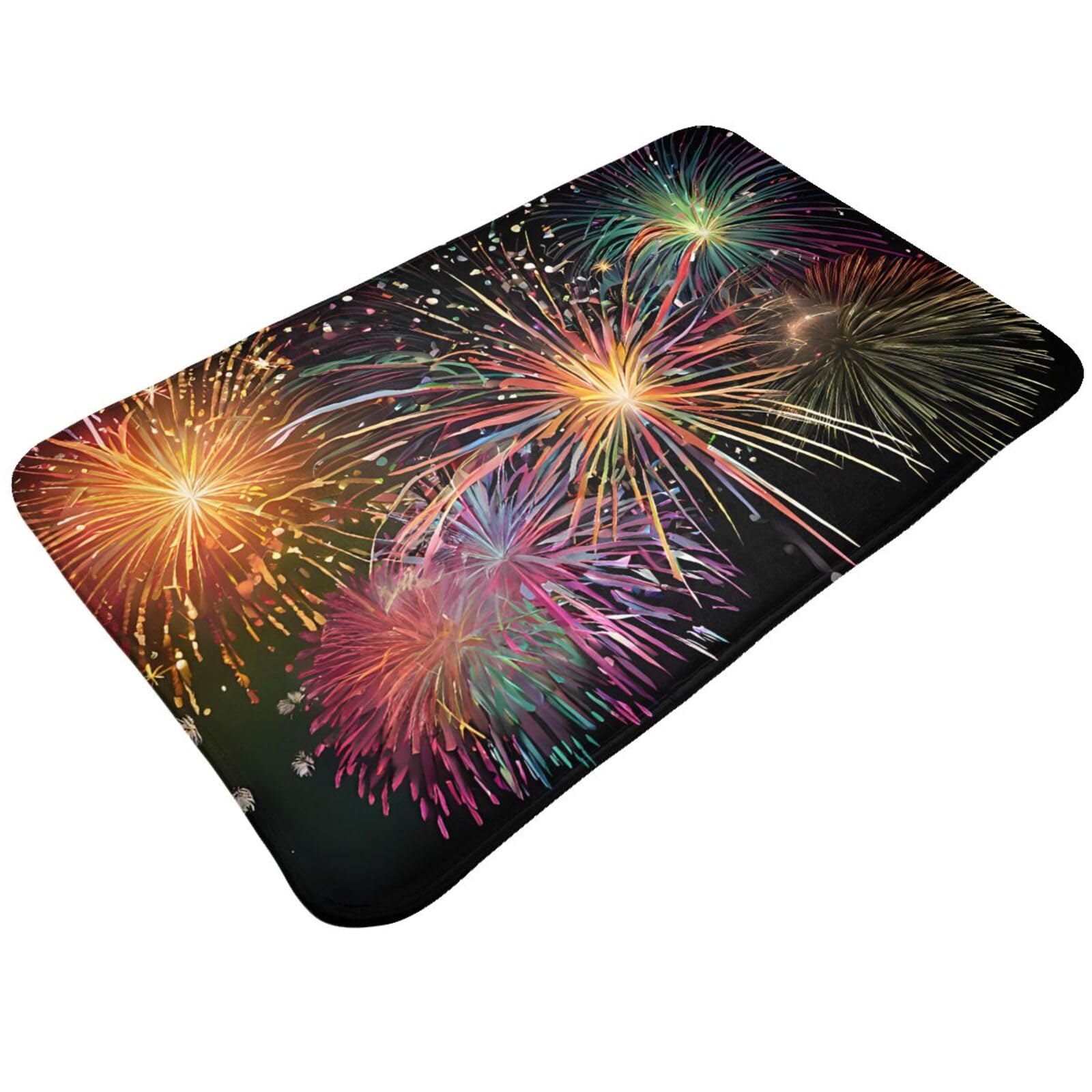 Explosion Firework 3D Print Living Room Bathroom Kitchen Anti Slip and Absorbent Carpet, Indoor Entrance Door Muddy Floor Mat, Ultra Soft Washable Carpet 21x31.5 Inches