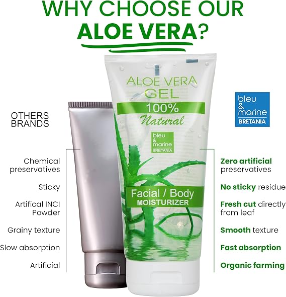 100% Natural Aloe Vera Gel from Canary Islands - Moisturizing & Soothing for Skin, Hair Mask, Post-Shave & Post-Epilation - Reduces Dark Spots - Pump Dispenser 200 ml 7.03 fl oz