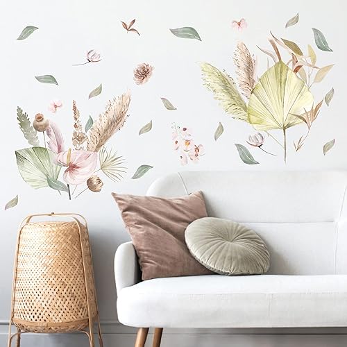 Miniatura 3 de Calcomanías de pared de hojas de palma, calcomanías de pared de hojas de palma, hojas de palmera, calcomanías de pared de hojas de árbol,