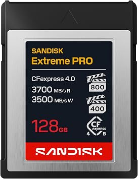 SANDISK 128GB Extreme PRO CFexpress 4.0 Type B, Up to 3700MB/s Read Speed - SDCFEB-128G-GN4NN