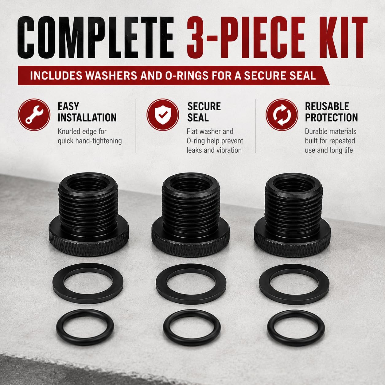 Thread Protectors - 3 Pack 1/2x28 to 3/4x16 -5