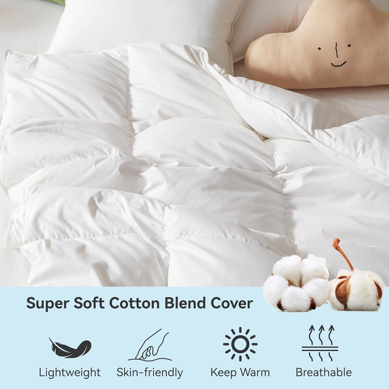 Three Geese Lightweight Toddler Comforter, All Season Down Blanket for Kids, 41x48 Inch White Duvet Insert with Soft Cotton Blend Fabric - Image 3