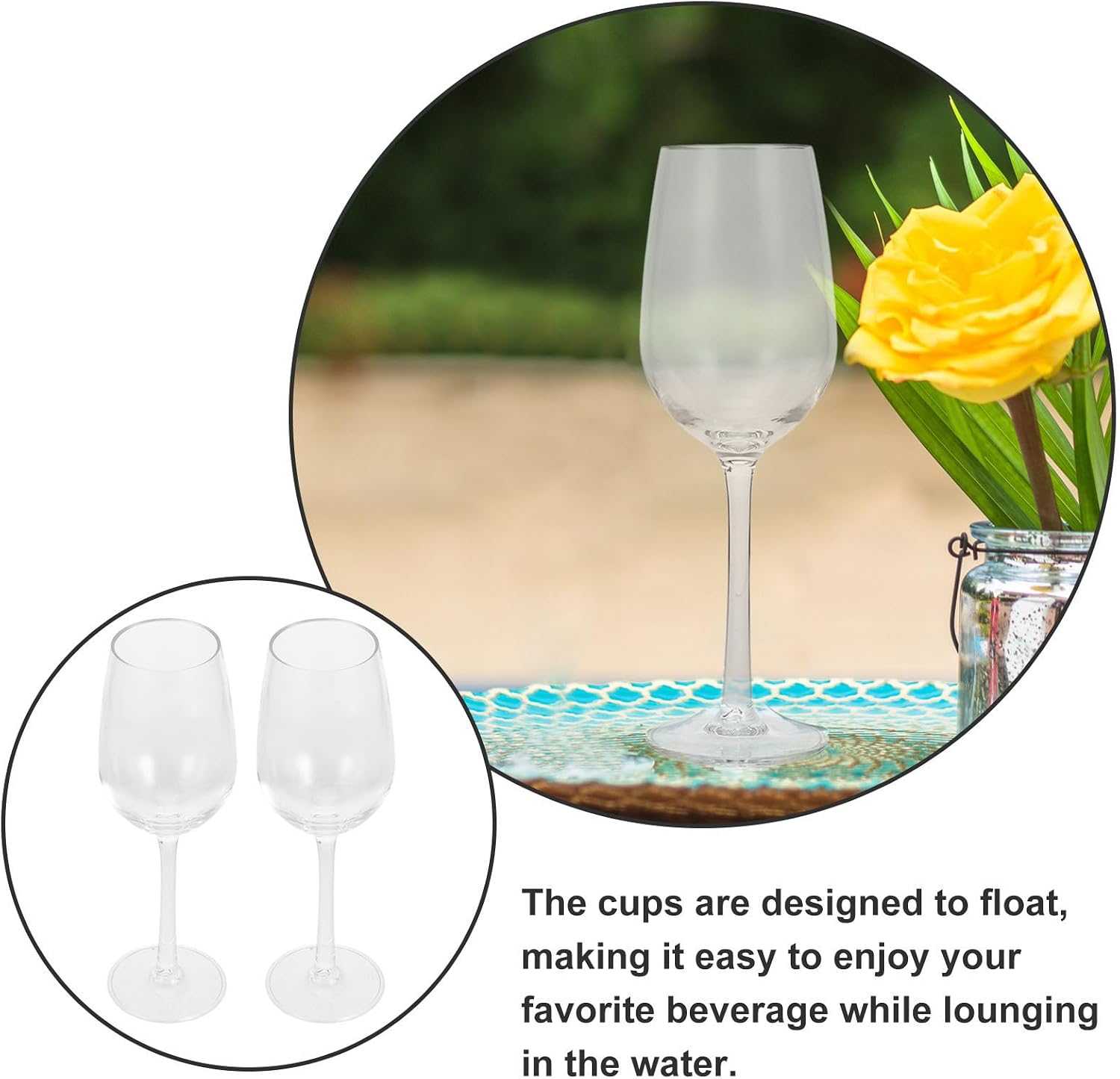 2pcs Floating Wine Cups PP Plastic Shatterproof for Poolside