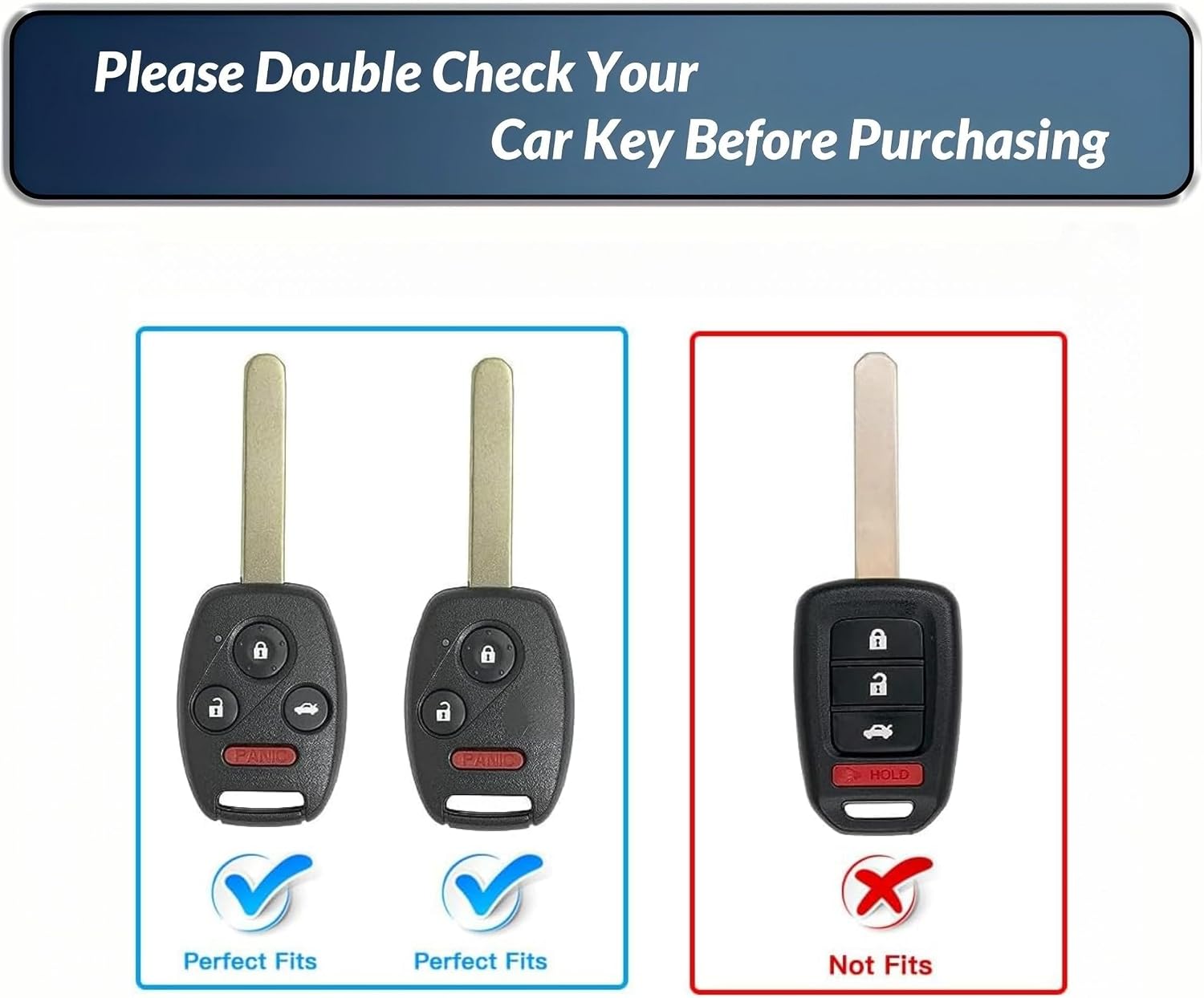 Key Fob Cover for Honda, Upper Leather + Soft TPU Key Cover Case Shell for Accord 2003-2012 Civic EX 2006-2013 Pilot 2009-2015 CR-V 2005-2006,3 Buttons Smart Key