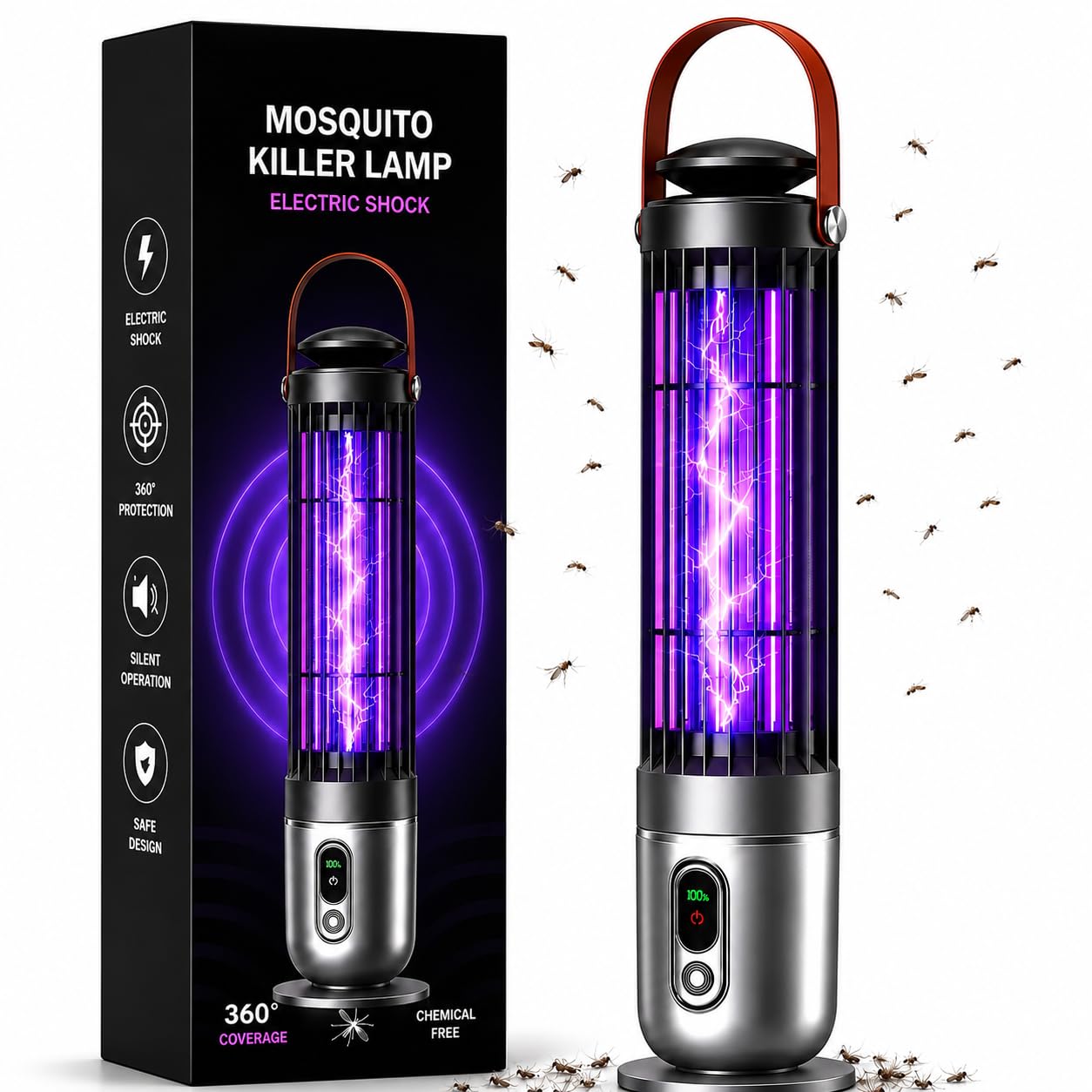 Mosquito Killer Lamp Electric Bug Zapper LED Fly Trap Machine with Automatic Sensor UV Light Silent Indoor Insect Killer MY02-image-22