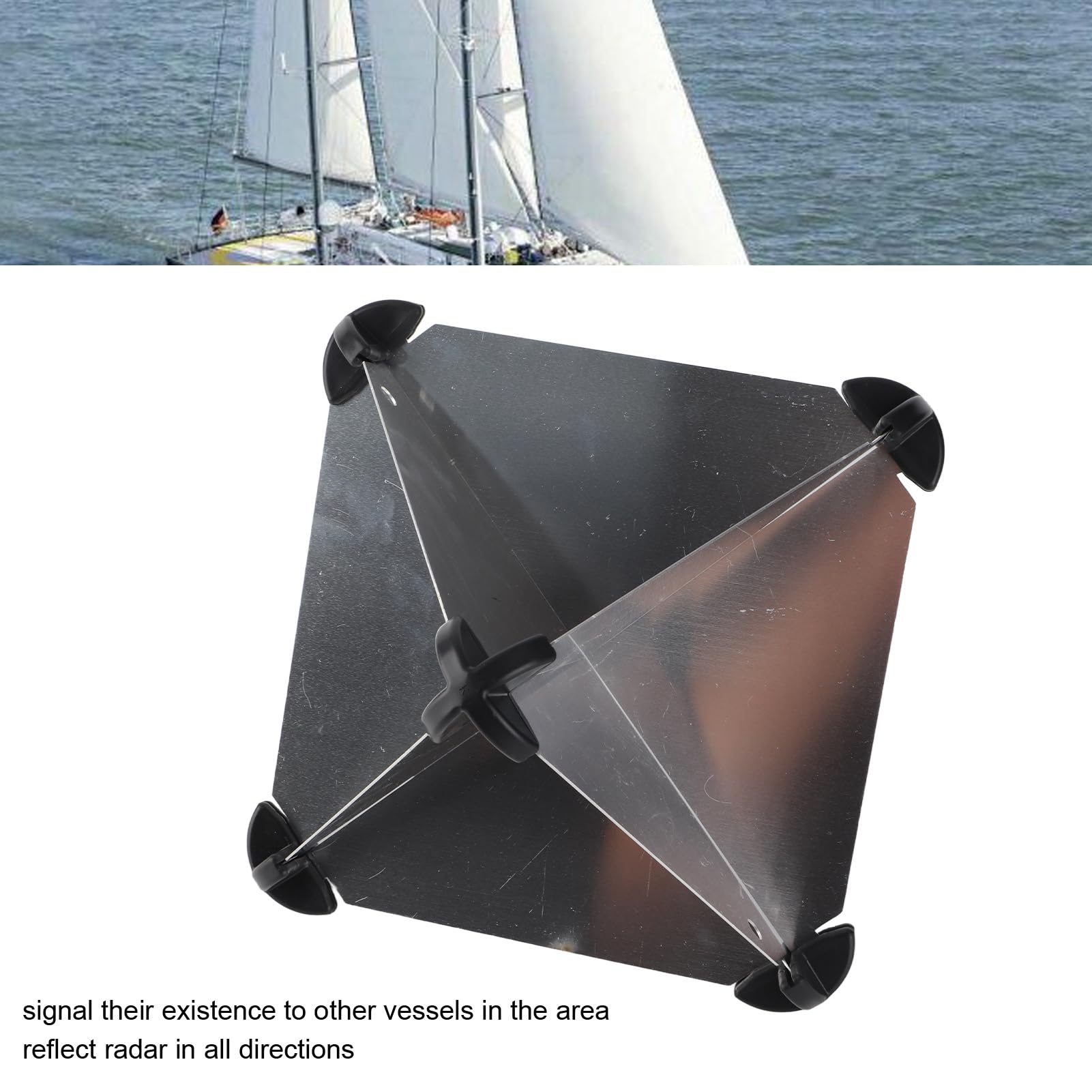 Réflecteur Marine en Aluminium 12x12 Pouces, Octaédrique pour Bateaux, Voiliers et Bateaux à Moteur, Améliore la Sécurité et la Visibilité