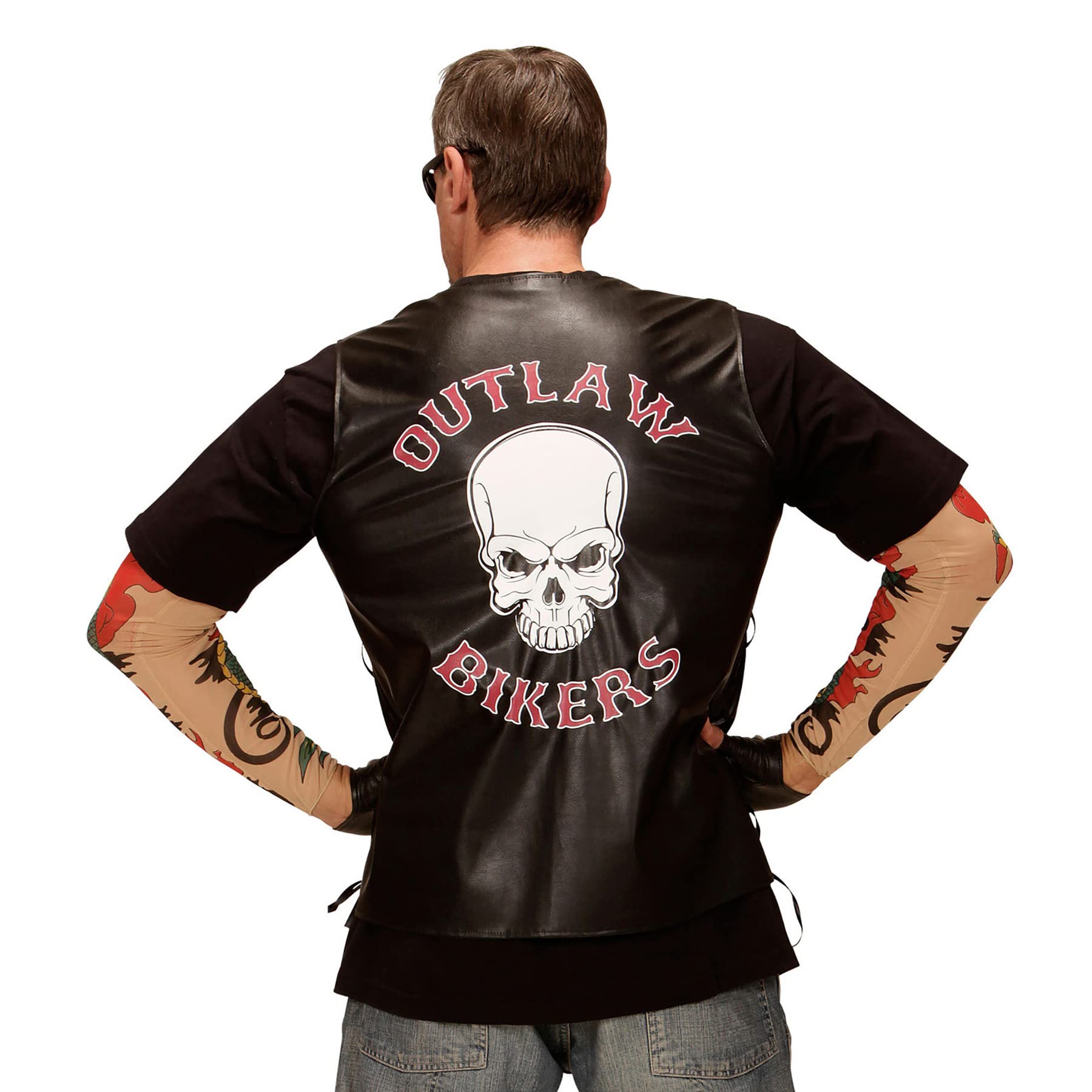 W WIDMANN MILANO Party Fashion - Gilet de motard « Outlaw » | Style cuir, accessoires de déguisement de motard pour le carnaval, Halloween et les soirées à thème