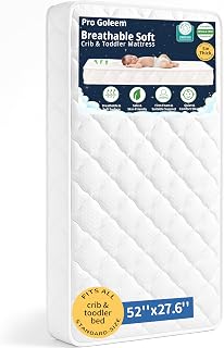 ProGoleem Breathable Dual-Sided Crib & Toddler Mattress - 5" Firm Foam, JPMA Certified, 52x28 Snug Fit for Standard Baby Cribs & Beds