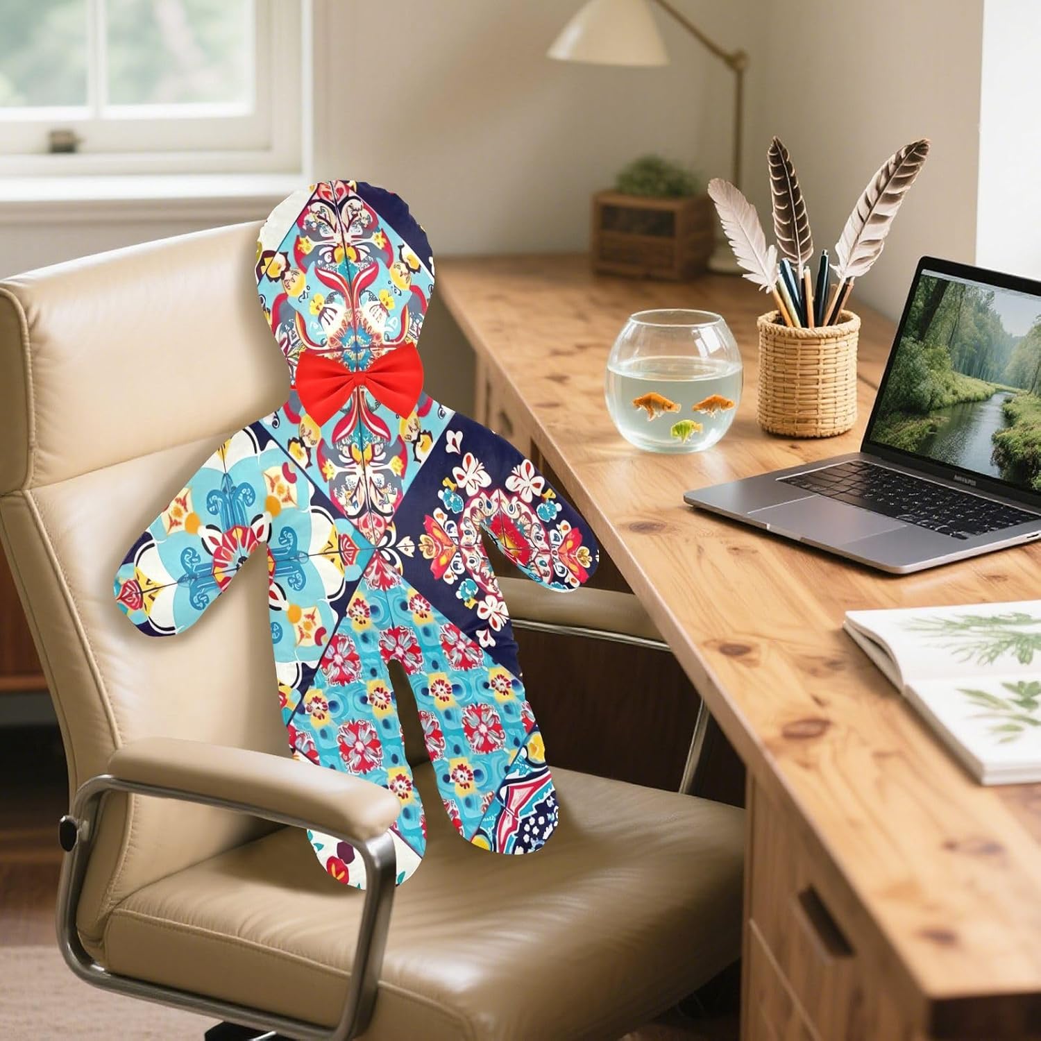 Colorful Geometric Pattern1 Human-Shaped Pillow Soft Body Pillows Washable Velvet Pillows for Anxiety Relief Sleeping Cuddling & Support