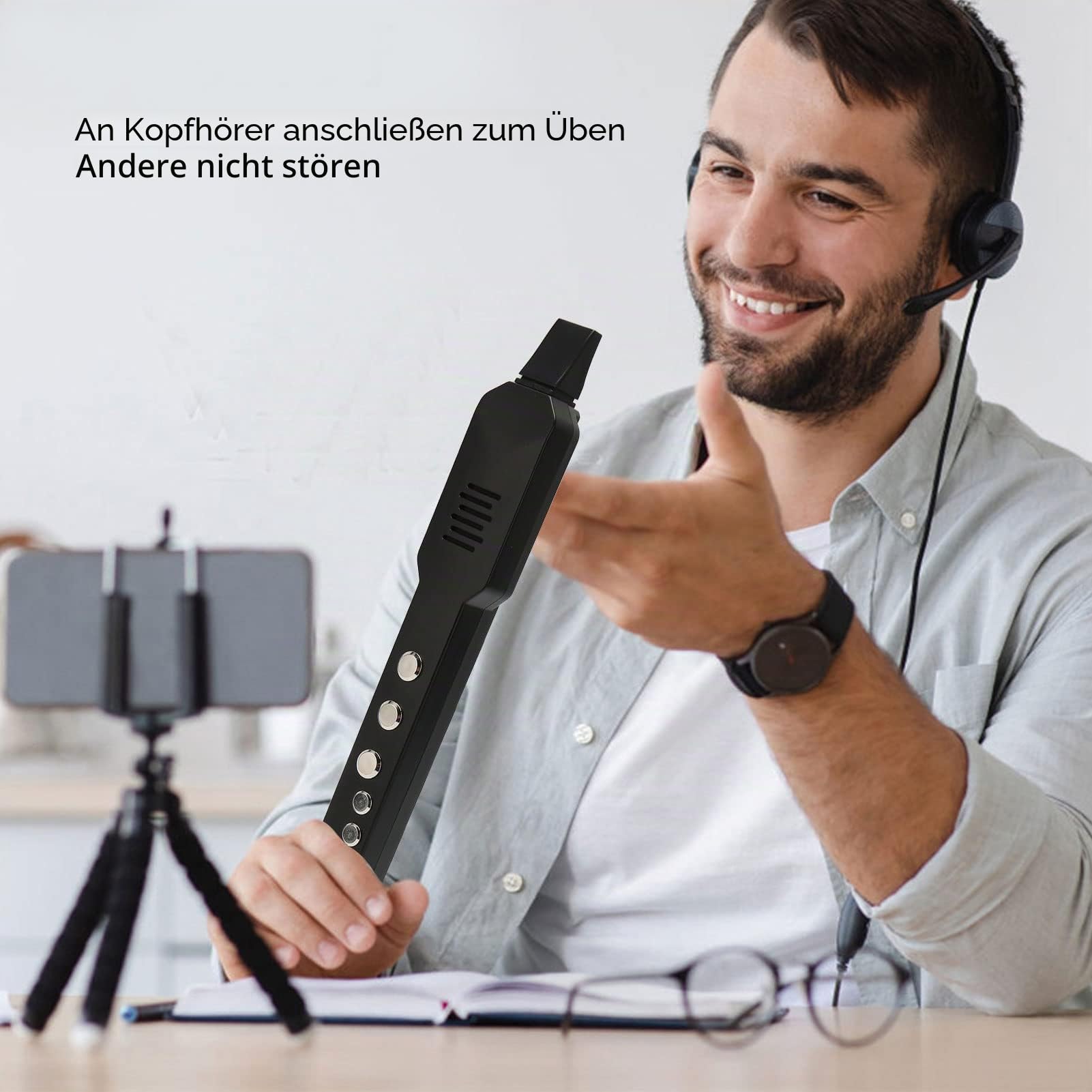 Elektronisches Blasinstrument, MIDI-Elektrosaxophon, 10 Klangoptionen, mit 12 Arten von Begleitung, Wiederaufladbarer